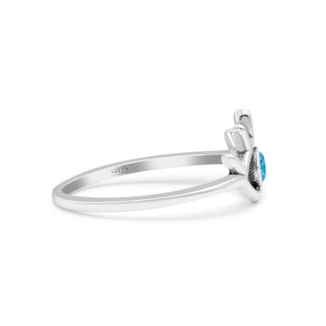 Eye Evil Thumb Ring Round Statement Fashion Ring Lab Created Blue Opal Oxidized Band 925 Sterling Silver